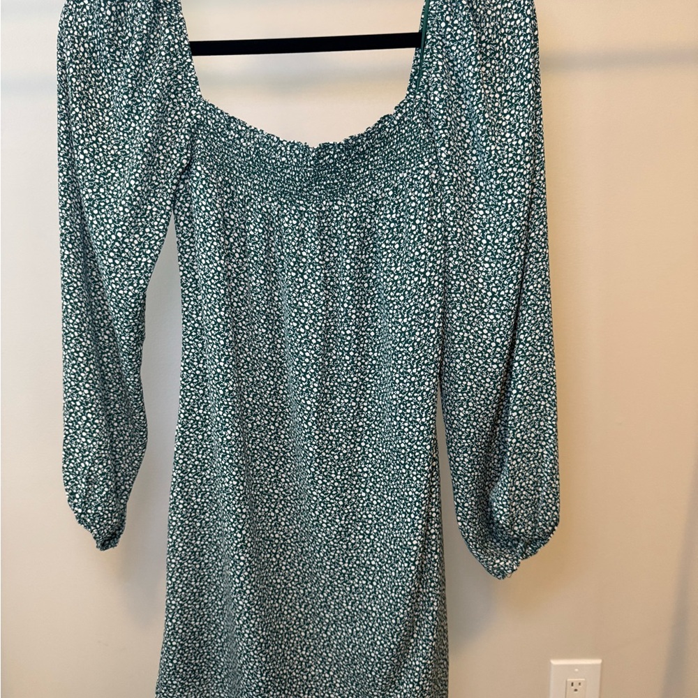 Abercrombie & Fitch Teal Floral Long Sleeve Dress